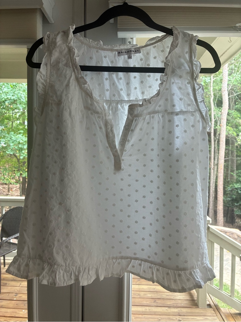 White Ruffle Eyelet Sleeveless Camisole